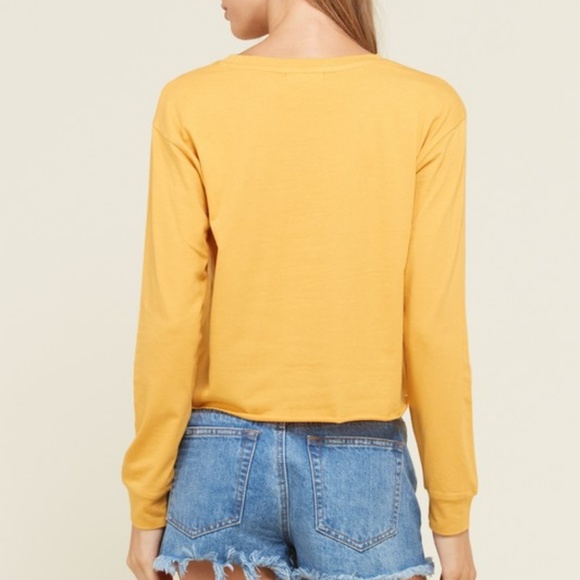 LAST NWT Yellow Cropped Long Sleeve Top - Picture 2 of 3